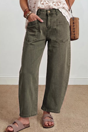 Four Leaf Clover Solid Color Ankle Jeans option 7