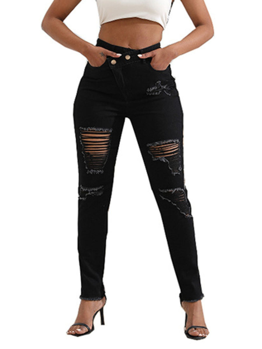 95%cotton,5%spandex Care instructions: Machine wash cold jeans in Dark Blue with slim silhouette