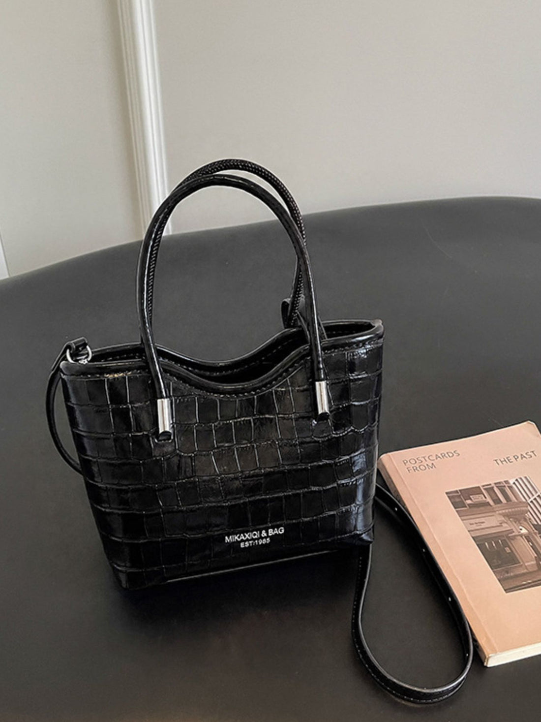 crossbody bag featuring animal-print in Black with PU Leather Imported Size &amp texture