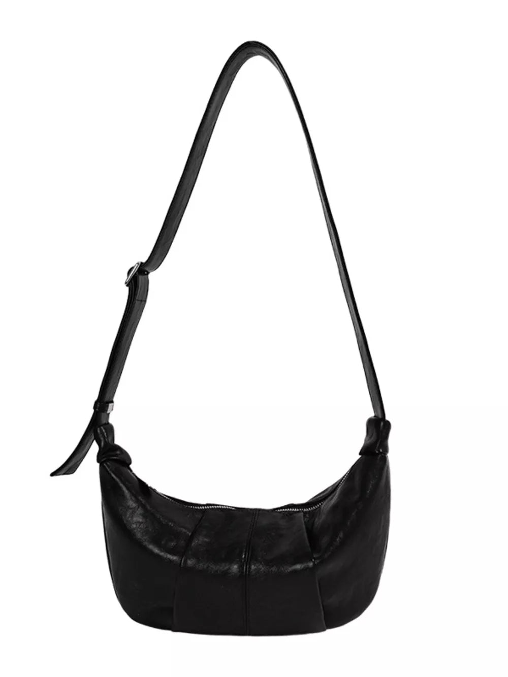 Croissant Leather Shoulder Bag in Black