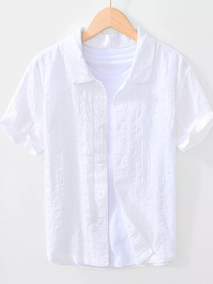 Men's Plus Size Button Up Short Sleeve Shirt in Coffee