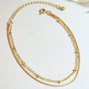 18k Rose Gold-plated Titanium Steel Double Layered Bracelet in gold with double layered