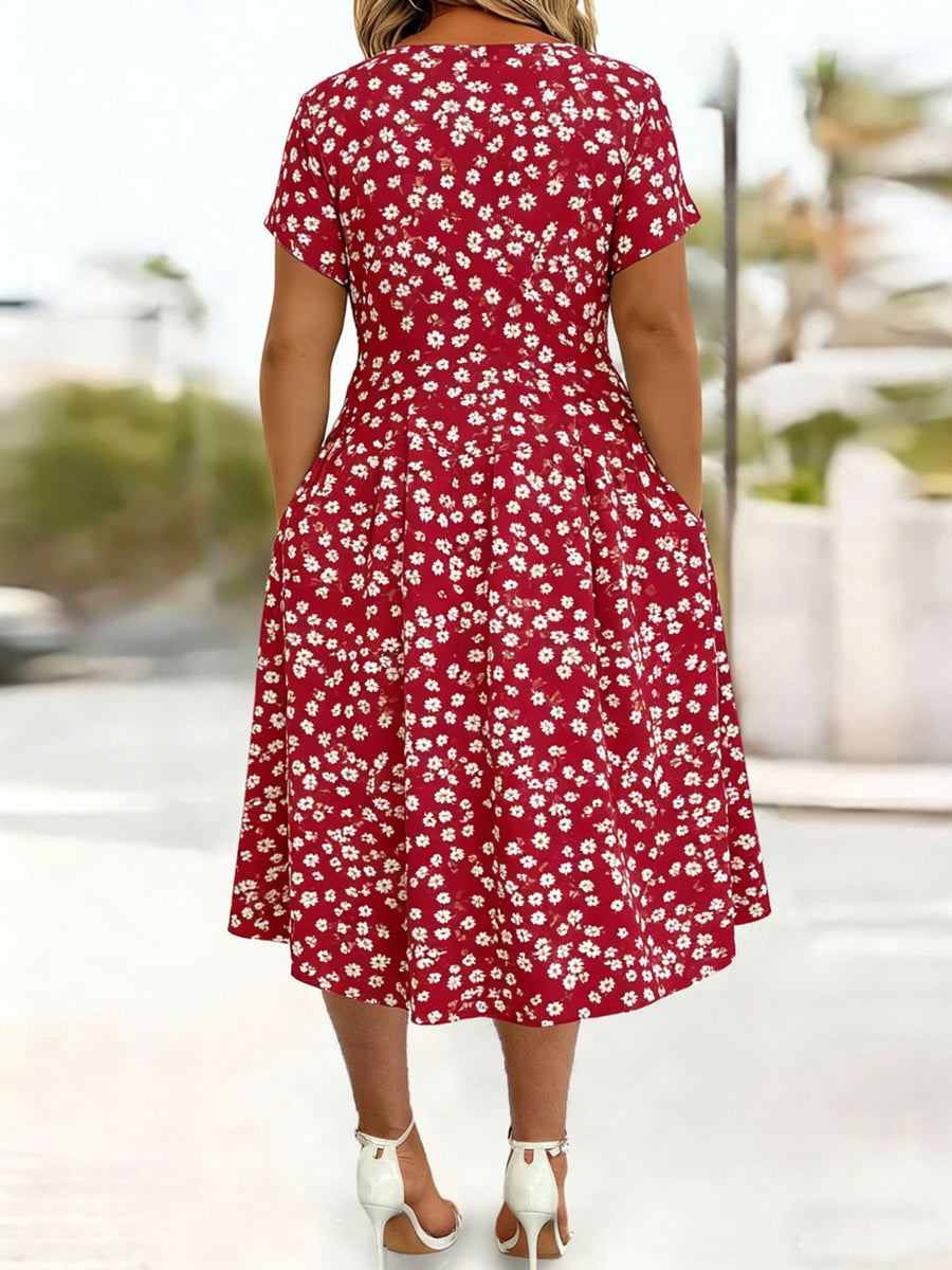 midi dress featuring polka dot in Red-Print with Polyester 100% Care instructions: Machine wash texture