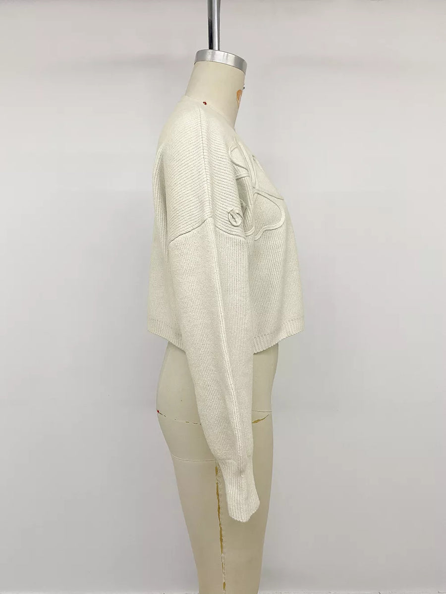 cardigan featuring four-leaf clover motif in Beige with 65% polyester, 13% plyamide, 13% acrylic, 6% wool, 3% elastane Care