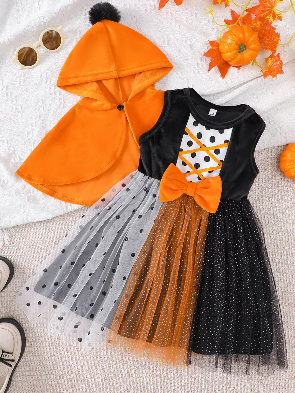 black dress with polka dot and round neck