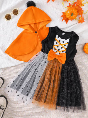 black dress with polka dot and round neck