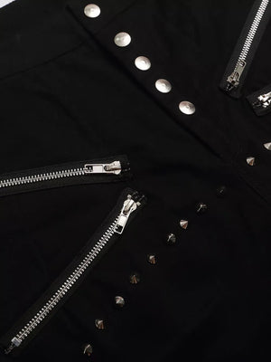 Black with Men's Zipper Detail Wide Leg Capris