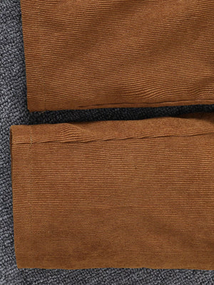 Brown corduroy pants with visible stitching detail