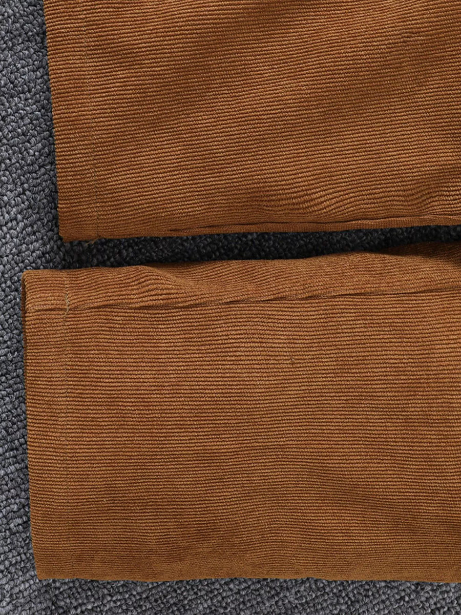Brown corduroy pants with visible stitching detail
