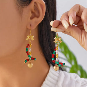 earrings in red featuring bow detail and straight fit
