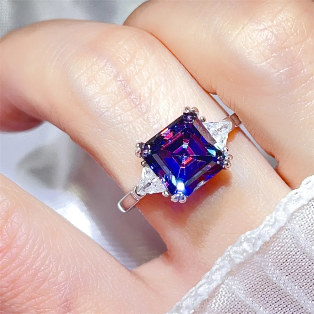 ring in deep blue featuring 3 carat moissanite and n/a fit