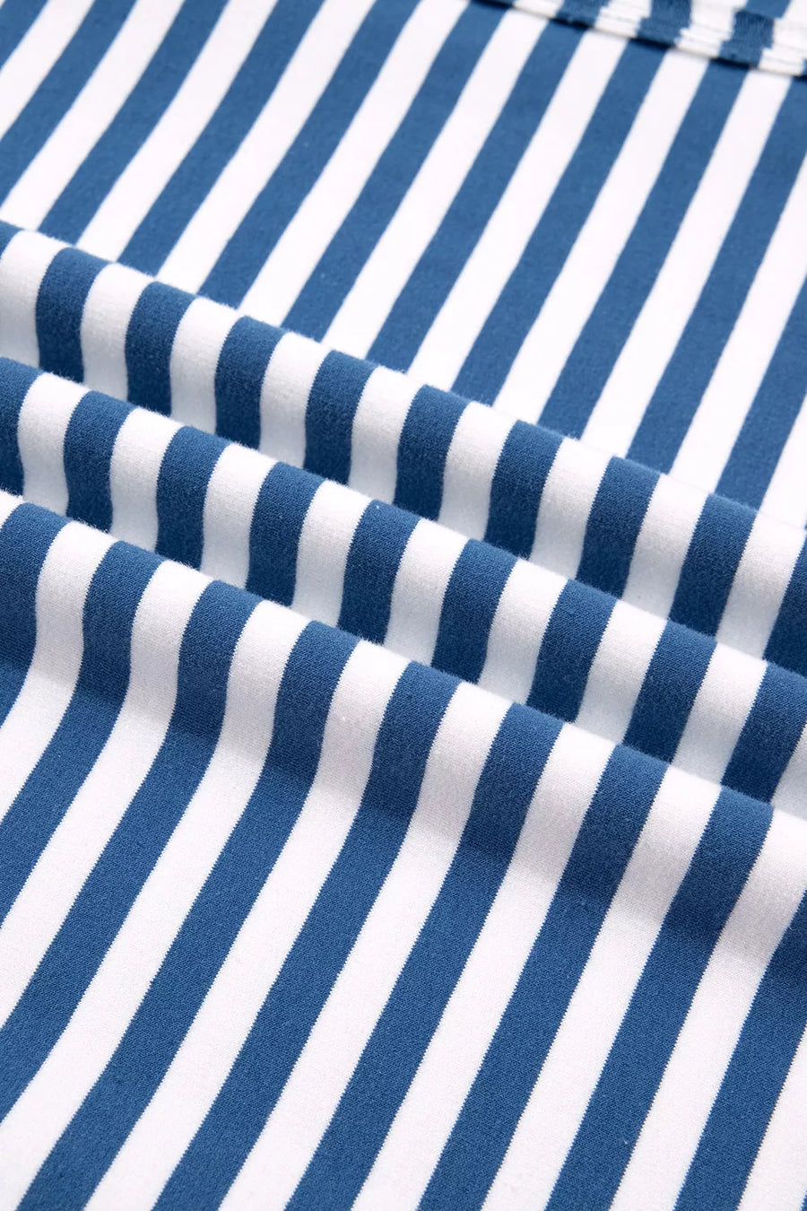 Stripe Color Block Trim Raw Seam Sweatshirt in Dusty Blue
