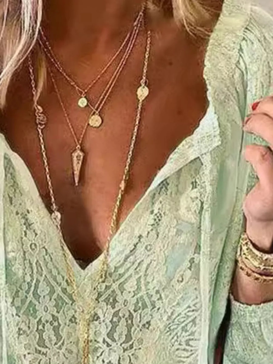 bohemian blouse in Pink with v-neck