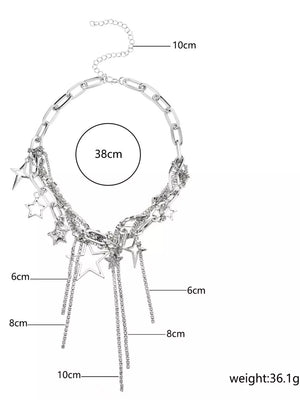 Chunky Chain Star Tassel Necklace Alloy Silver option 6