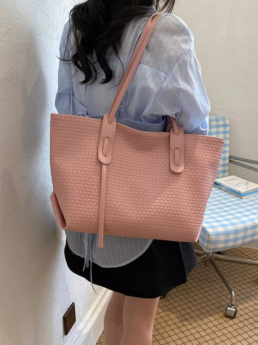tote in Pink with shoulder strap and full-length