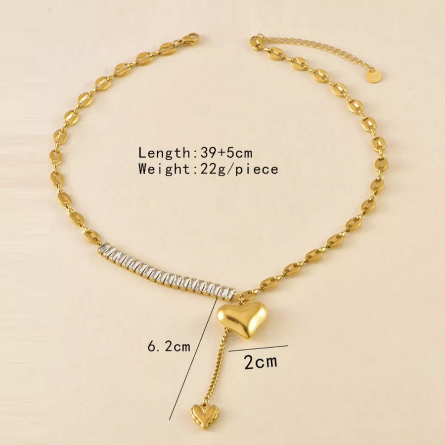 18K Gold-Plated,Stainless Steel,Rhinestone Care instructions: Avoid wearing duri necklace in Gold with straight silhouette