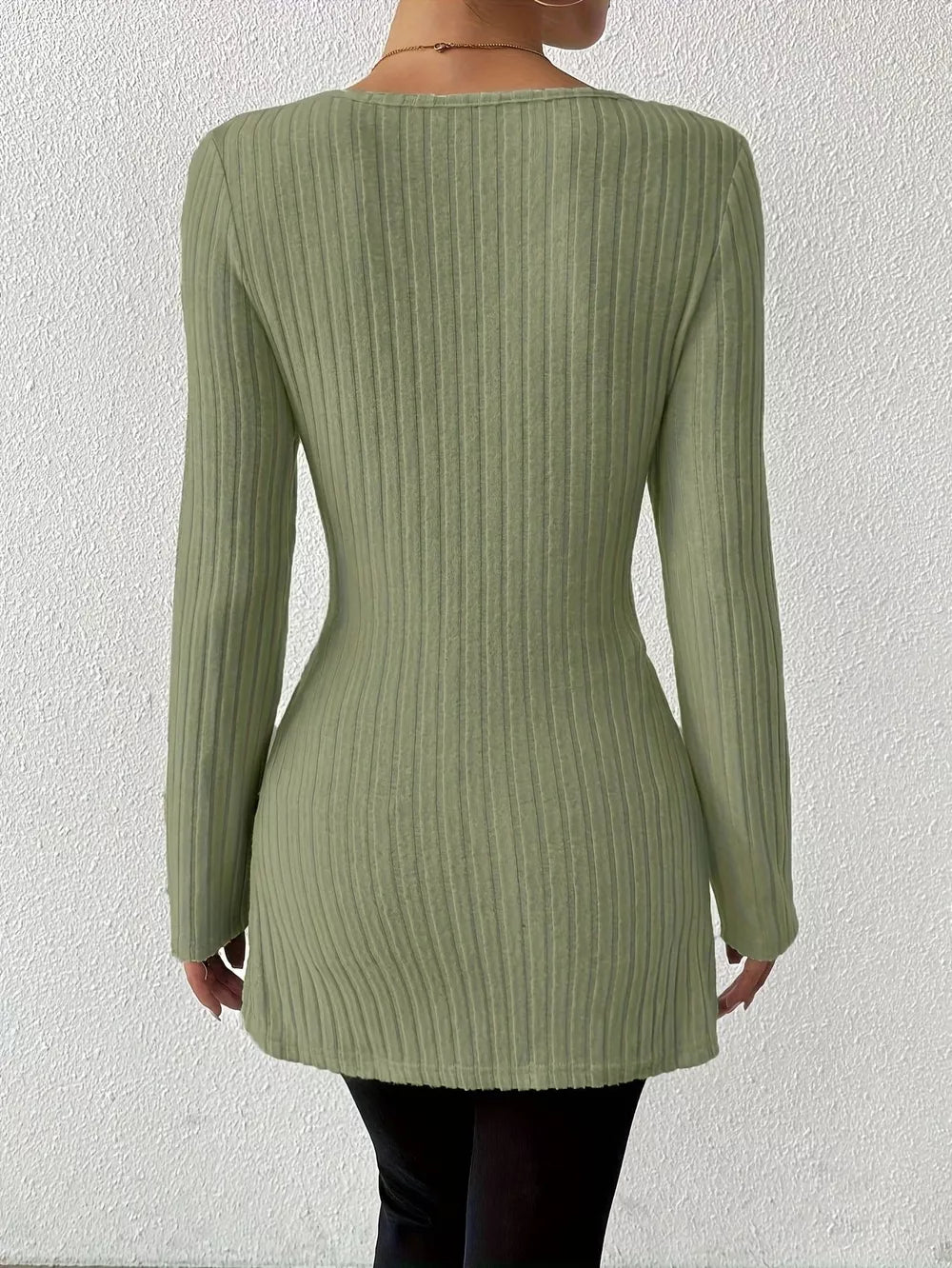modern wrap top in Sage with v-neck