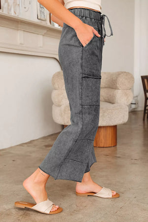100% polyester Care instructions: Machine wash cold wide-leg pants in Dark Gray with wide-leg silhouette