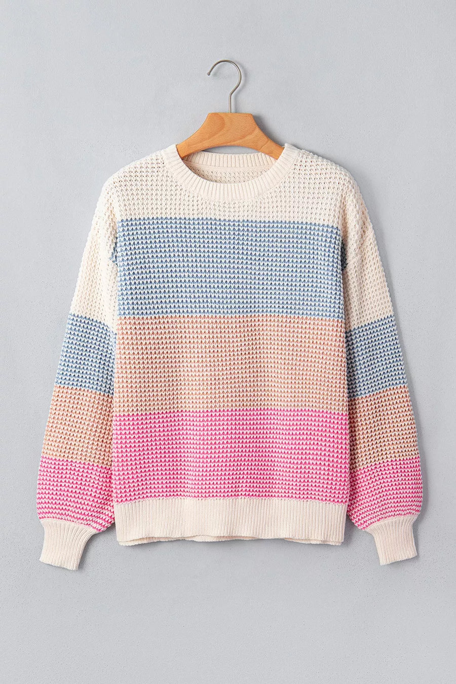 Color Block Waffle Knit Sweater option 7