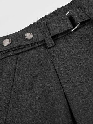 Men's Elastic-Waist High-Waisted Wide-Leg Pleated Pants in charcoal with high-waisted