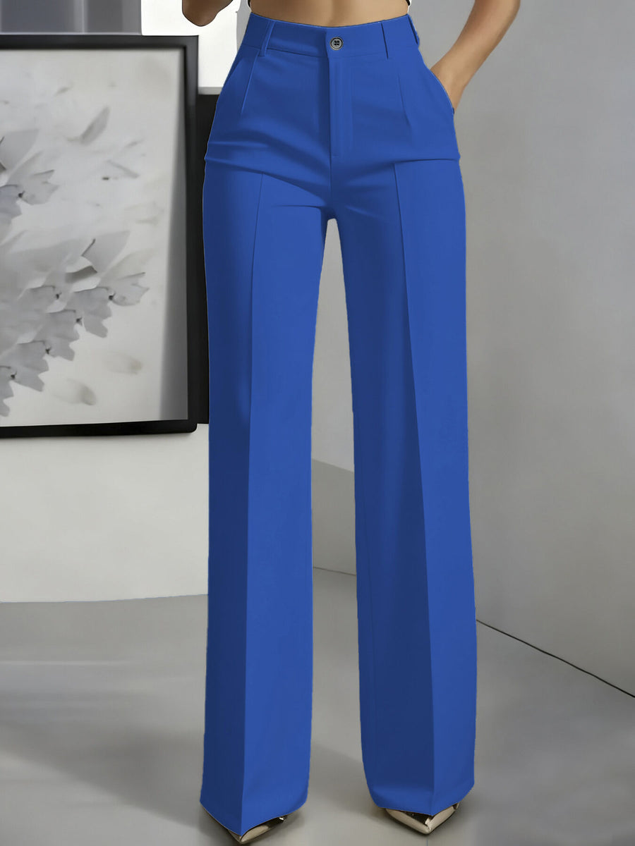 High-Waisted Wide-Leg Plus Size Pants in Dark Brown