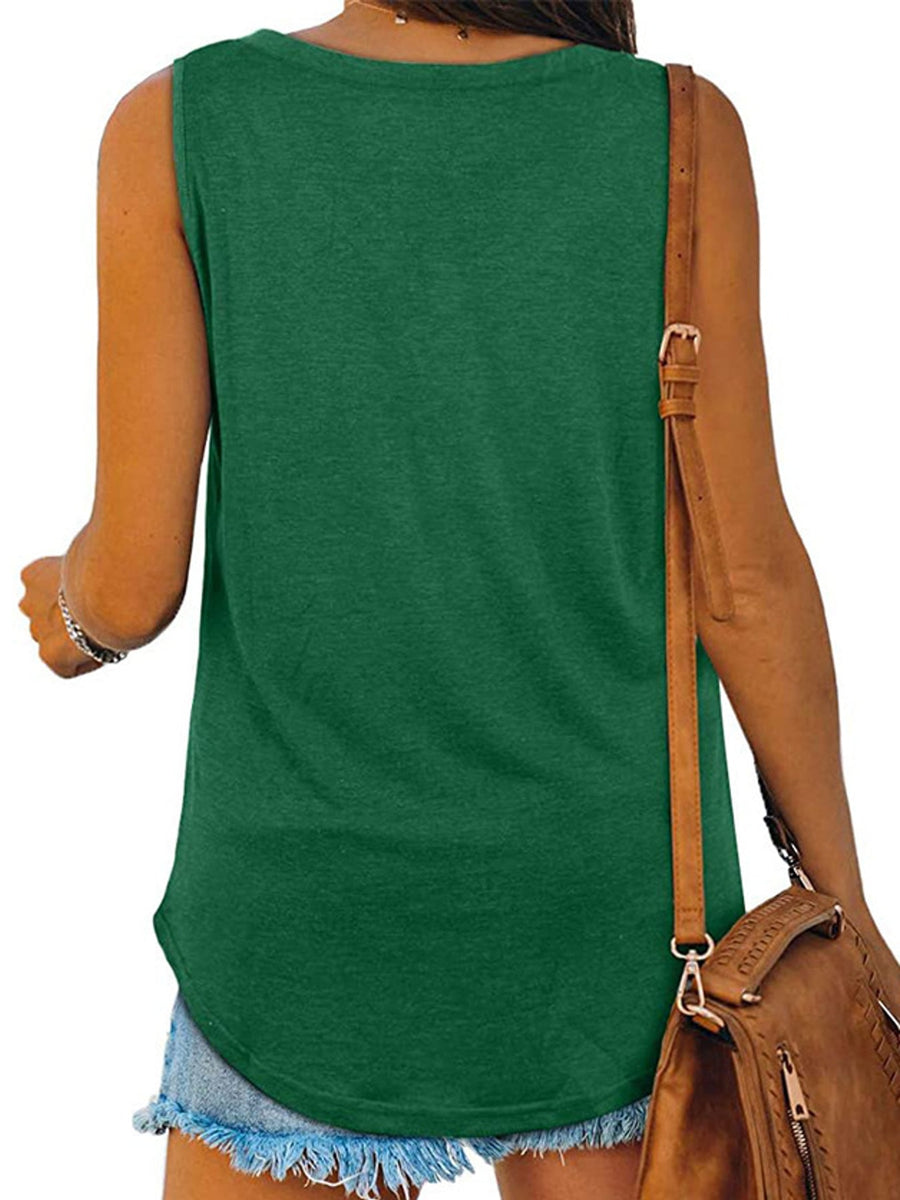 Pink loose tank top with v-neck