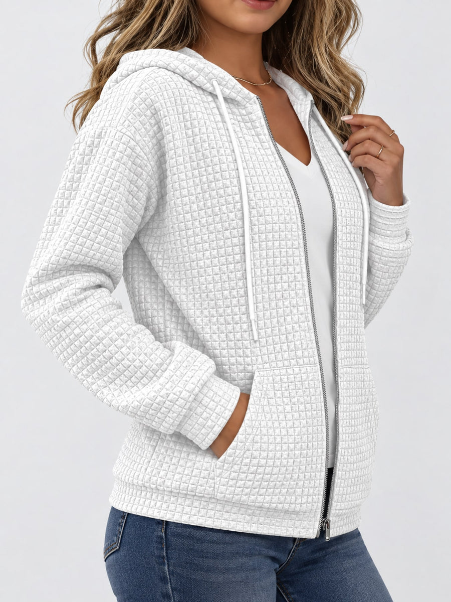 athleisure zip hoodie in Gray with hooded