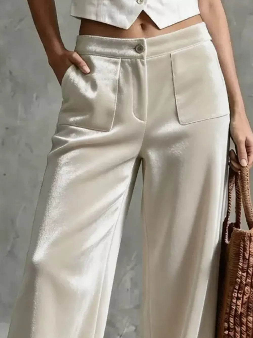 100% polyester Care instructions: Machine wash cold wide-leg pants in Coffee Brown with flared silhouette