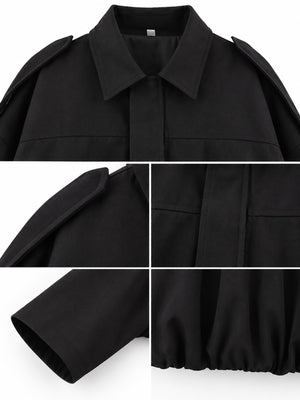 streetwear bomber jacket in Black with collared