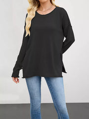 modern crewneck sweater in Black with crew neck
