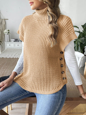light gray relaxed sweater vest with turtleneck