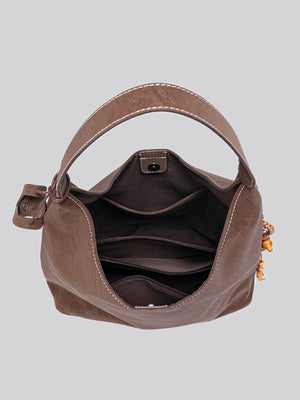 dark brown handbag