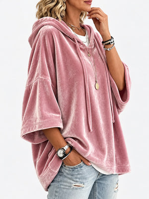 pullover hoodie in Black with hooded and elbow sleeve