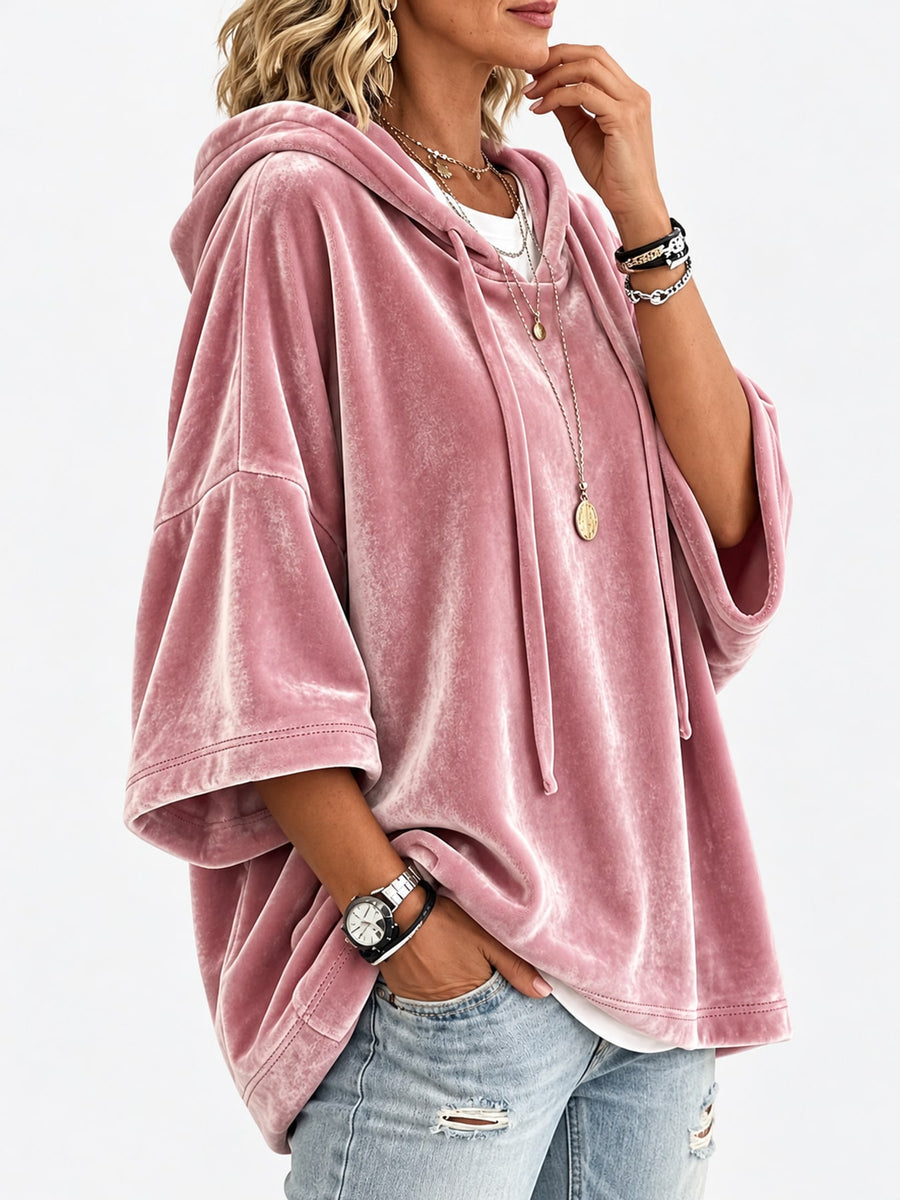 pullover hoodie in Black with hooded and elbow sleeve