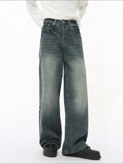Vintage Vibes wide leg denim jeans in dark wash with a relaxed fit.