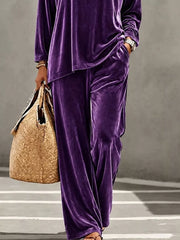 glam top and pants set in Blue with round neck