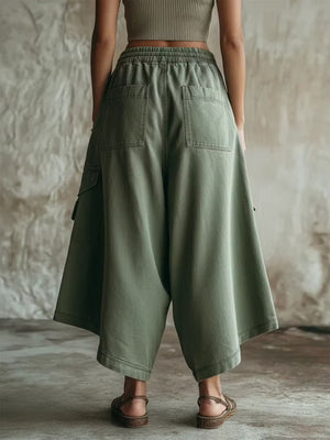 100% polyester Care instructions: Machine wash cold cargo pants in Dusty Blue with wide-leg silhouette