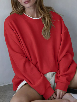 cotton sweatshirt in Navy Blue-spot with oversized silhouette