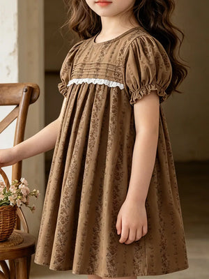 Children's Vintage Floral Puff Sleeve Dress