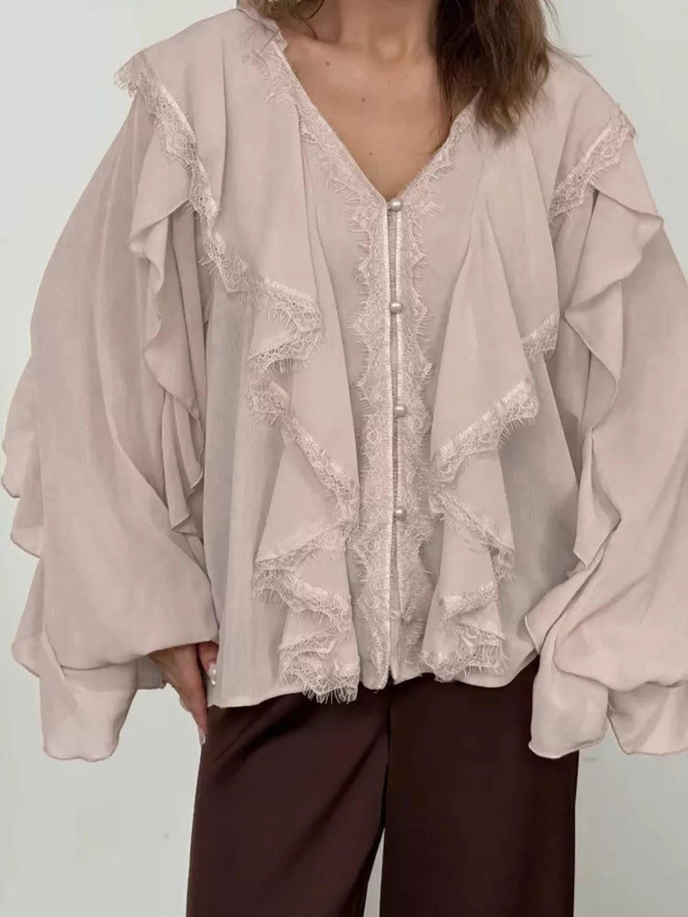 100% polyester Care instructions: Machine wash cold blouse in Pink with loose silhouette