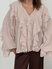 100% polyester Care instructions: Machine wash cold blouse in Pink with loose silhouette
