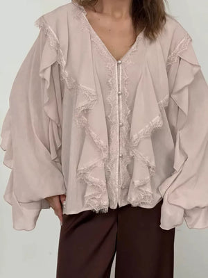 100% polyester Care instructions: Machine wash cold blouse in Pink with loose silhouette