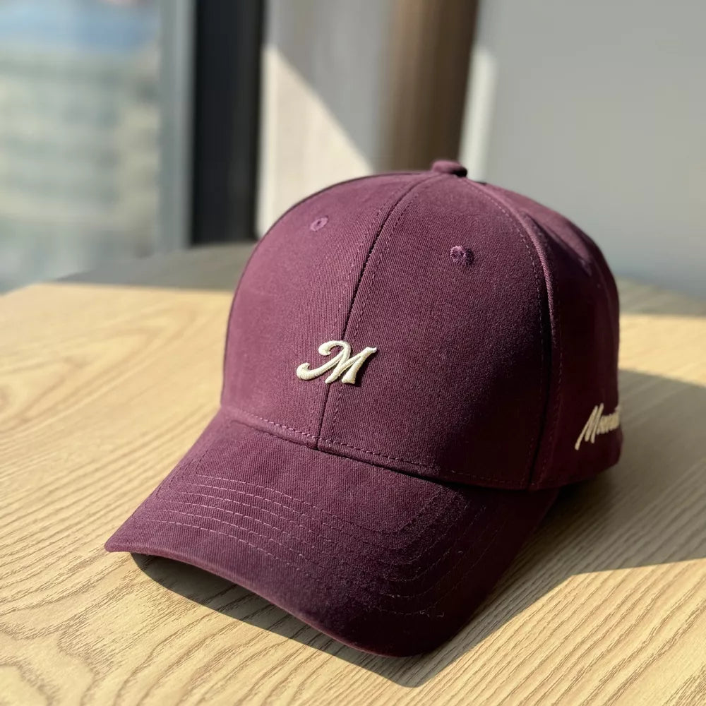 Wine Red Embroidered Letter Baseball Cap