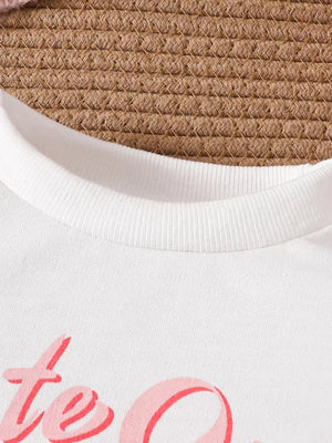 Children's Bow Long Sleeve Top And Pants Set in White