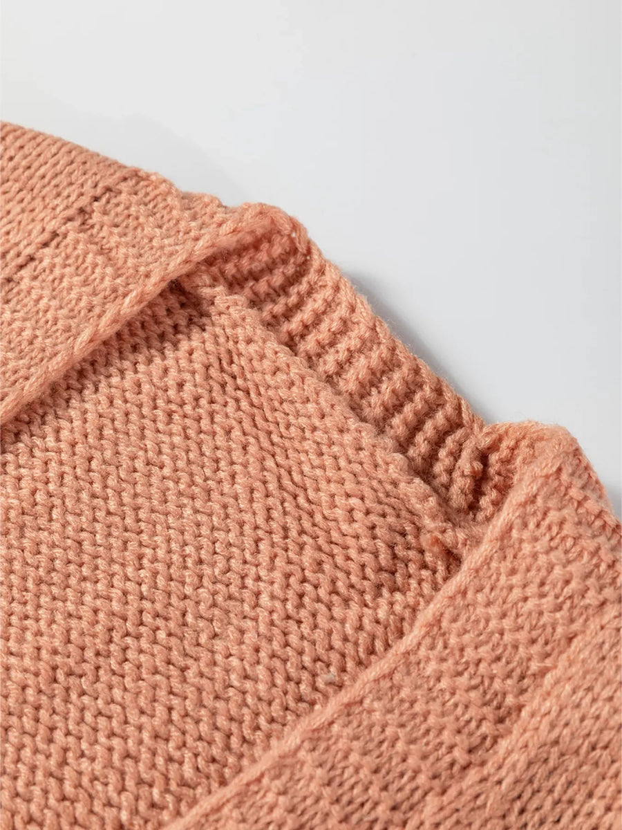 Sherbet knit cardigan with ribbed collar detail