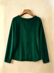 classic blouse in Dark Green with round neck