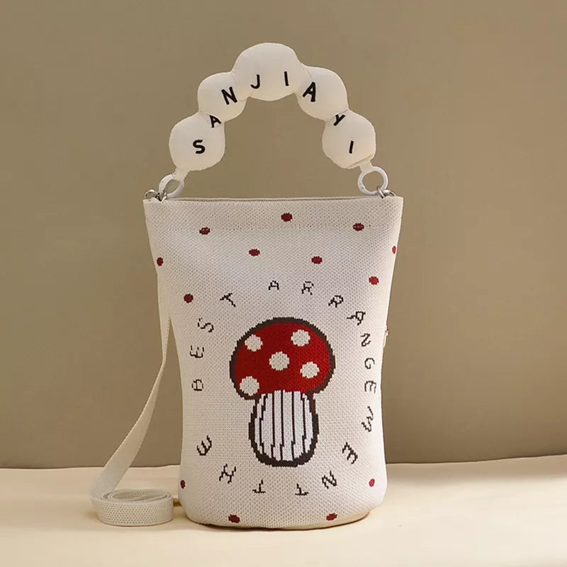 Style E Bucket Crossbody Bag With Beaded Handle