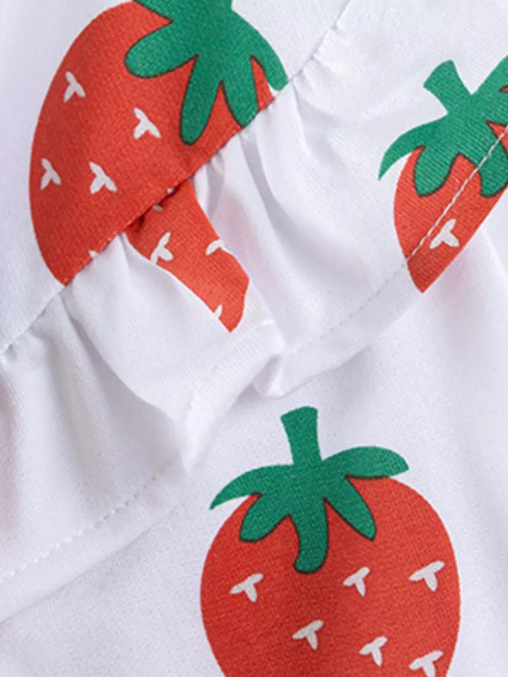 sweatshirt and leggings set in White with strawberry print and frill