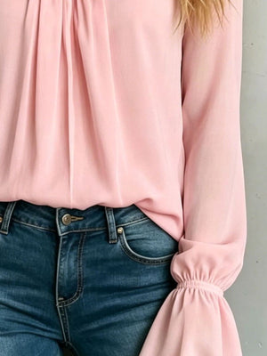 100% polyester Care instructions: Machine wash cold blouse in Light Blue with relaxed silhouette