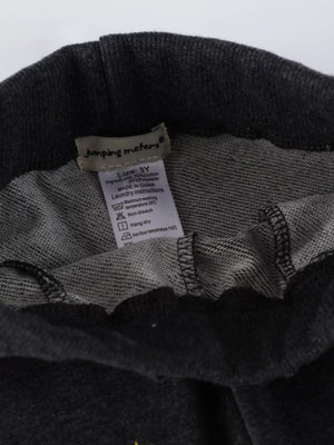Black cotton blend joggers for kids with embroidered rocket detail